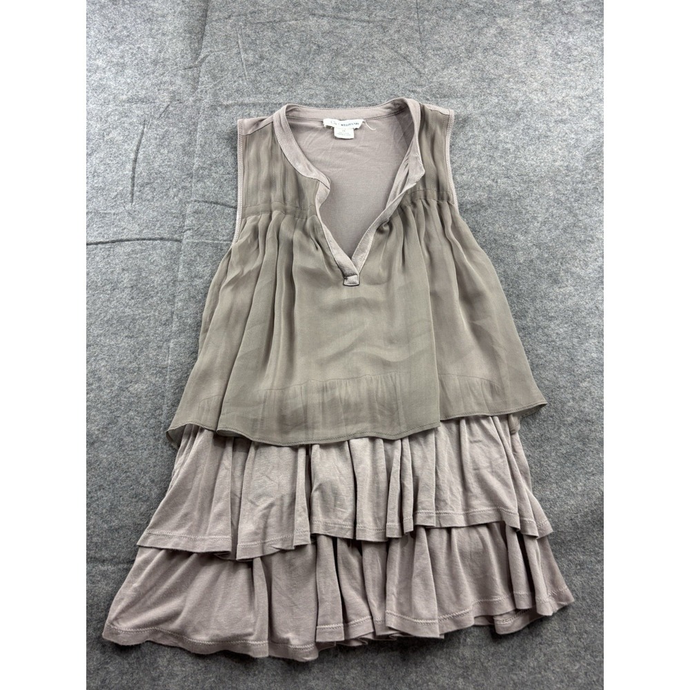 Clu Willoughby Women's XS Taupe Rayon Silk Tiered Pleat Tank Anthropologie Boho